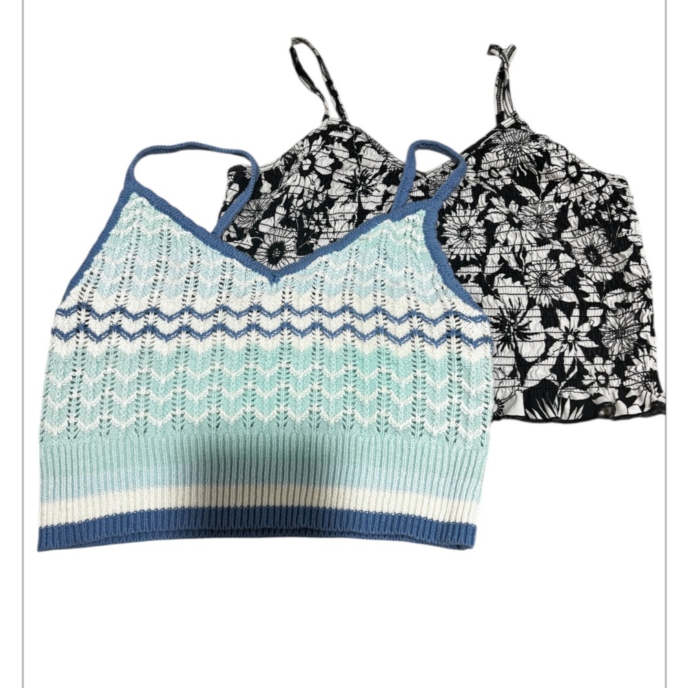 American Eagle Outfitters Blue and White Knit Top Set